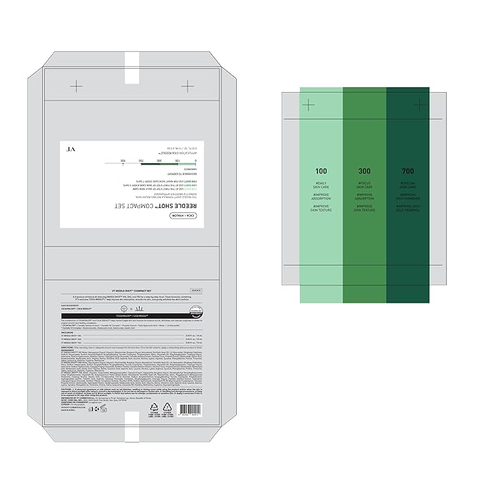 VT COSMETICS Reedle Shot Compact Set, Microneedling Serum Gift Set with Reedle Shot 100, 300, 700, Exfoliating, Anti-Aging, Travel Size Skincare for Women (0.34 oz / 10ml Each)