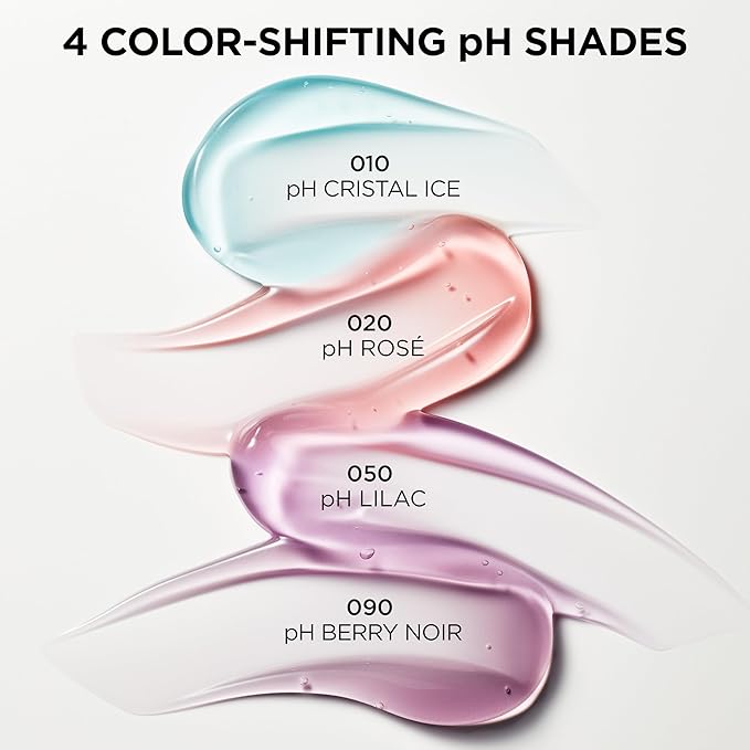 L'Oreal Paris Plump Ambition pH Hyaluron Lip Oil, Color Shifting Lip Tint with 24HR Hydration, Volumizing Shine and Lasting Color, 010 pH Cristal Ice