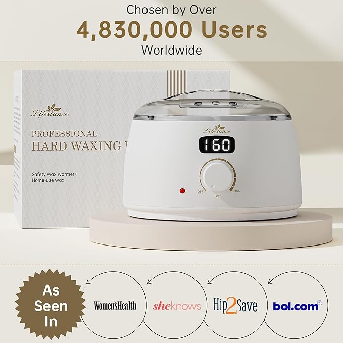 Lifestance Waxing Kit for Women & Men - L3 Digital Warmer, Silicone Wax Pot Liner, Hair Removal Kit with 4 Hard Wax Beads (14.1oz) & 45 Accessories, Professional for Brazilian, Bikini, Face, Leg, Body