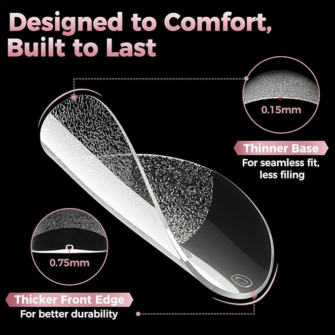 Extra Short Almond Nail Tips, 240pcs Soft Gel Pre-Shaped Acrylic Fake Nails, Half Matte Full Cover Clear Gelly Press on Flase Nail Tips for Extension Nail Manicure Home DIY 12 Sizes