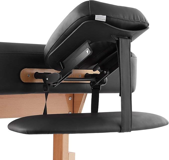 Saloniture Professional Stationary Massage Table - Includes Shelf, Headrest, Face Cradle and Bolster - Black