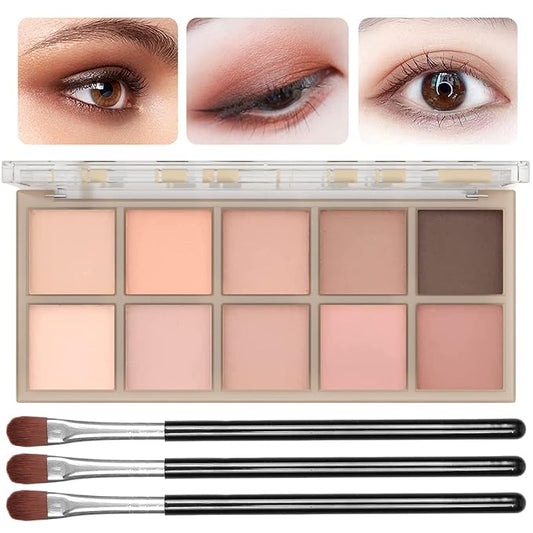 10 Colors Eyeshadow Palette - Light Beige Nude Pink Ivory Naked Eye Shadow Makeup,High Pigmented, Naturing-Looking, Neutral Smokey, Long Lasting High Pigment Matte Eyeshadow for Older Women (Milk Tea)