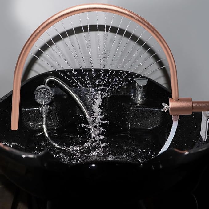 MoyRetty Head Spa Equipment Frame with Pump, 22.8 inches, Portable Salon Waterfall Basin Attachment(Gold)