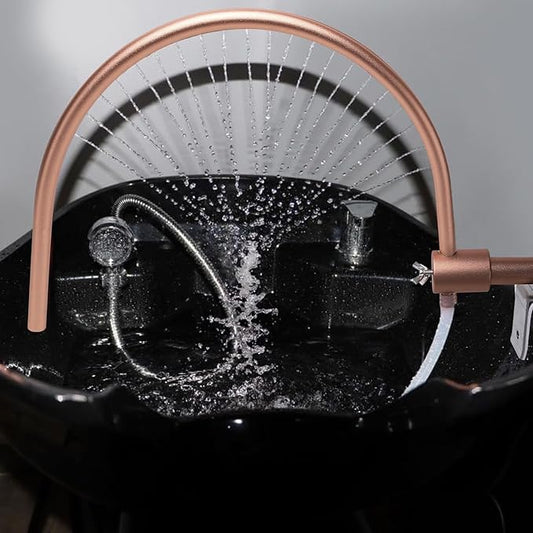 MoyRetty Head Spa Equipment Frame with Pump, 22.8 inches, Portable Salon Waterfall Basin Attachment(Gold)