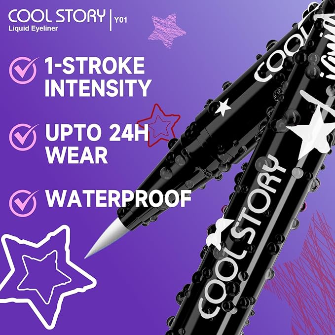 COOL STORY Liquid Eyeliner Waterproof Smudge Proof Eye Liner, 24H Long-Lasting, 0.6ml/0.02 fl.oz (White)
