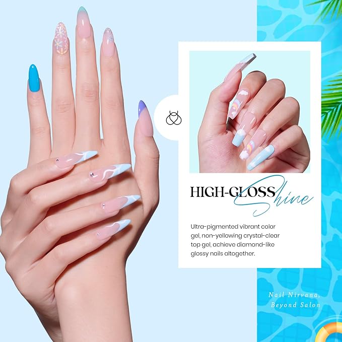 Beetles Summer Gel Nail Polish Set, 20 Colors Pastel Neon Pink Yellow Green Blue White Glitter Gel Nail Polish Kit Base Coat Matte Glossy Top Coat Soak off Uv Gift for Women