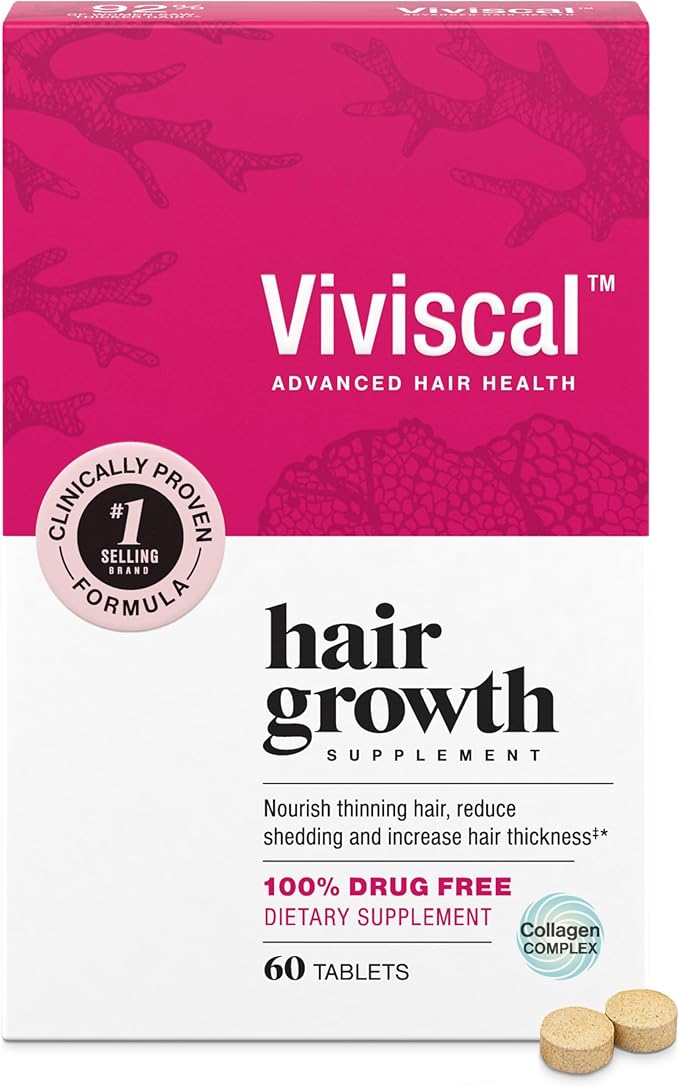 Viviscal Hair Growth Supplements For Women For Thicker, Fuller Hair, Nourishes Thinning & Loss, With Proprietary Collagen Complex, 60 Tablets, 1 Month Supply