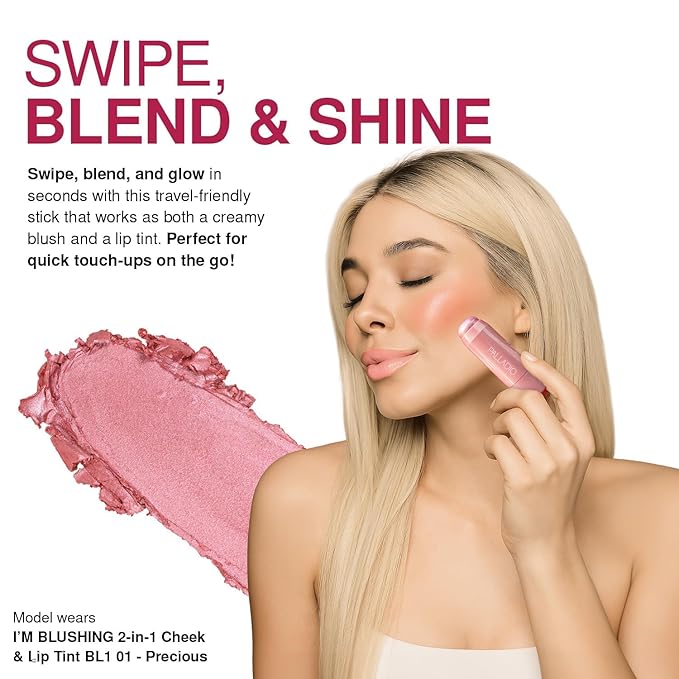 Palladio I'm Blushing 2-in-1 Cheek and Lip Tint, Buildable Lightweight Cream Blush, Sheer Multi Stick Hydrating formula, All day wear, Easy Application, Shimmery, Blends Perfectly to Skin, Sweetheart