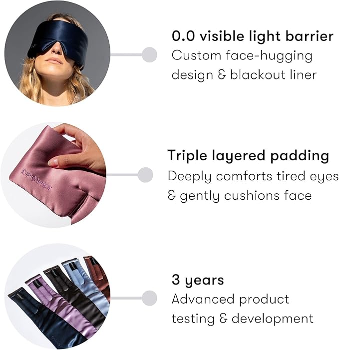 DROWSY Silk Sleep Mask. Face-Hugging, Padded Silk Cocoon for Luxury Sleep in Total Darkness. (Pumpkin Spice)