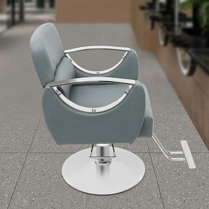 Barber Chair Salon Chair for Hair Stylist Adjustable Hydraulic Styling Chair with 360 Degrees Rolling Swivel for Salon Barbershop Tattoo Shampoo Beauty Equipment (Haze Blue)