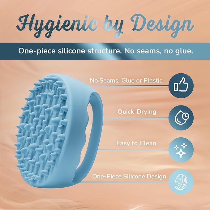 Anti-Cellulite Silicone Massager Brush - Deep Tissue Body Scrubber for Cellulite Remover, Skin Firming & Lymphatic Drainage - Exfoliating Massage Tool with Grip Handle for Legs & Body - Blue