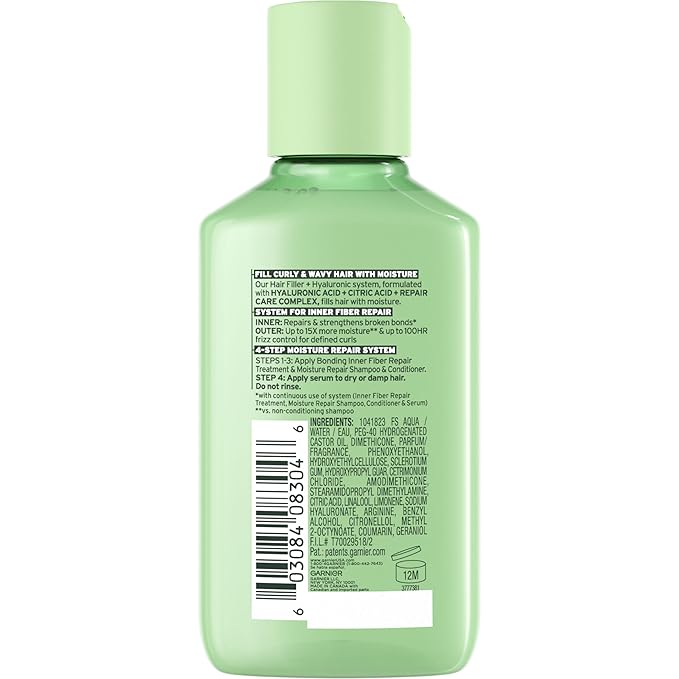 Garnier Fructis Hair Filler Moisture Repair Serum Treatment, Moisturizing Hair Serum for Curls and Waves with Hyaluronic Acid, 3.75 Fl Oz, 1 Count