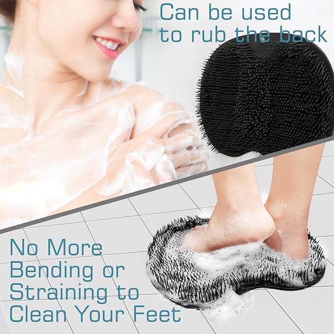 Shower foot scrubber mat back