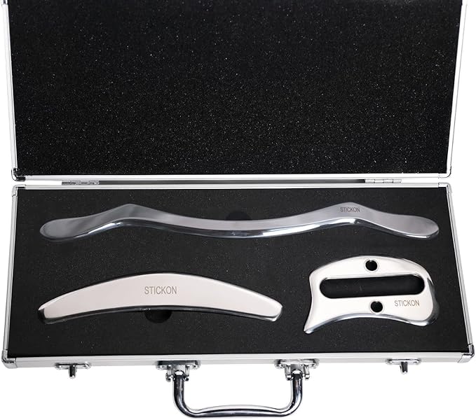 STICKON Stainless Steel Gua Sha Scraping Massage Tool Set IASTM Tools Great Soft Tissue Mobilization Tool (STICKON-28)