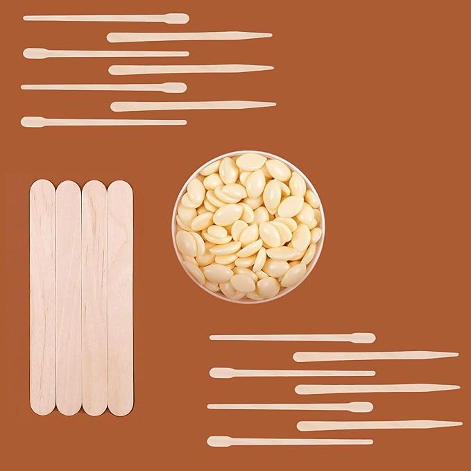 Mibly 3 Style 150 Pcs Assorted Wooden Wax Sticks for Body Legs Face and Small Medium Large Sizes Eyebrow Waxing Applicator Spatulas for Hair Removal or Wood Craft Sticks
