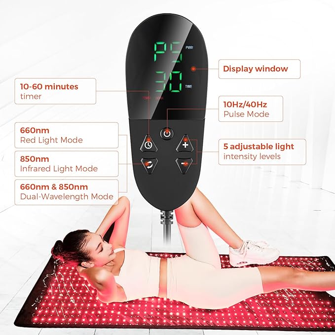 Infrared Red Light Therapy Full Body Mat- 2052 pcs SMD 5050 LED Chips - 660nm & 850nm Wavelengths, Pain Relief, Enhances Recovery, Whole Body Care, Sleep Improvement & Energy Boost