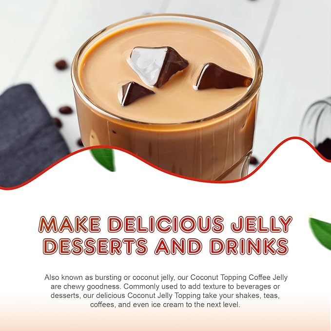 Fanale Coconut Jelly Topping nata de coco for Boba Tea | Ice Cream | Yogurt | Smoothie | Milk Tea | Desserts Coffee Jelly, 7.26 pound (Pack of 4)| JEL011-CS