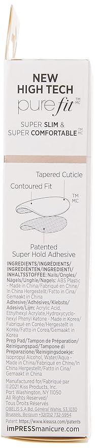 KISS imPRESS Press-On Manicure, Nail Kit, PureFit Technology, Short Press-On Nails, 'Rain Check', Includes Prep Pad, Mini Nail File, Cuticle Stick, and 30 Fake Nails (Pack of 2)