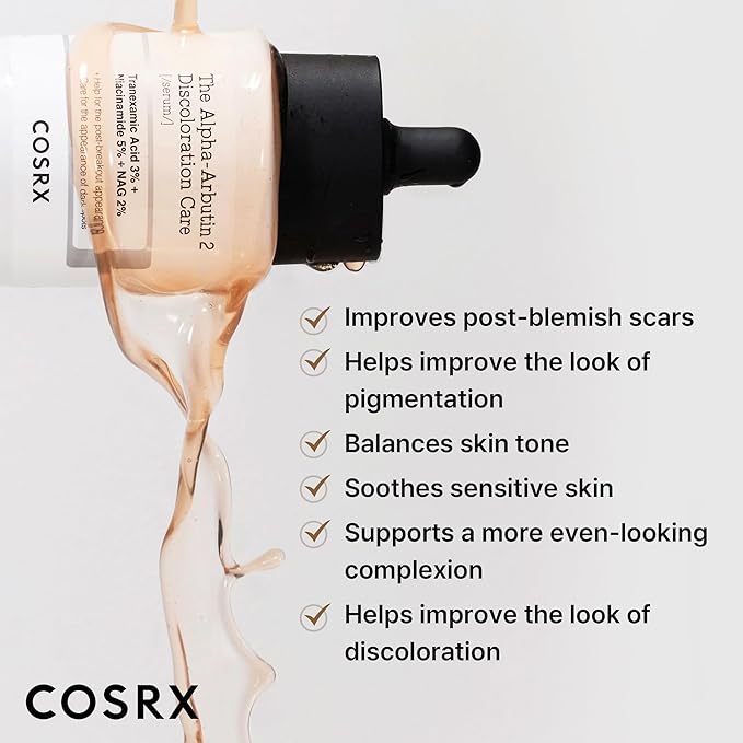 COSRX 2% Alpha Arbutin Discoloration Care Face Serum with Niacinamide, Glutathione & Tranexamic Acid, 1.7 fl oz – Serum for Face, Korean Skin Care, Stocking Stuffers