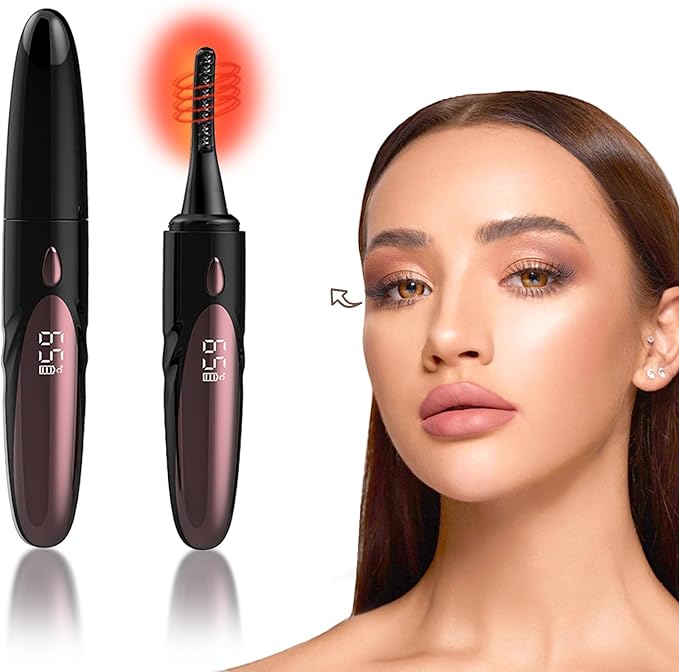 Heated Eyelash Curlers - Fast Heat up Within 10s, Electric Eyelash Curler with 4 Heating Modes, Rechargeable Electric Eyelash Curler, Heated Lash Curler for Makeup Tools with LED Display (Ebony)