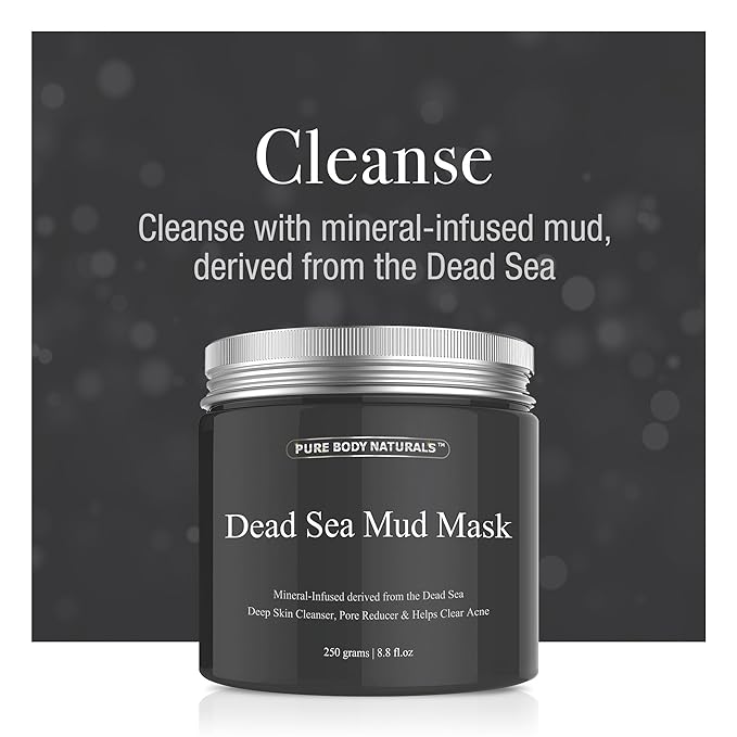 Pure Body Naturals Face Mask Gift Set - includes Natural Mud Mask, Clay Mask and Charcoal Face Mask - Facial Self Care Gift for Women, Mother, Wife (3 Jars, 8.8 oz. Each)