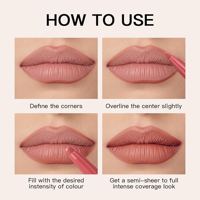 USHAS 3Pcs Lipstick and Lip Liner Combo Set 2 in 1 Makeup Kits Long Lasting and Waterproof Nude Matte Lipstick For Women (Set 1 (10+11+12), 3Pcs)