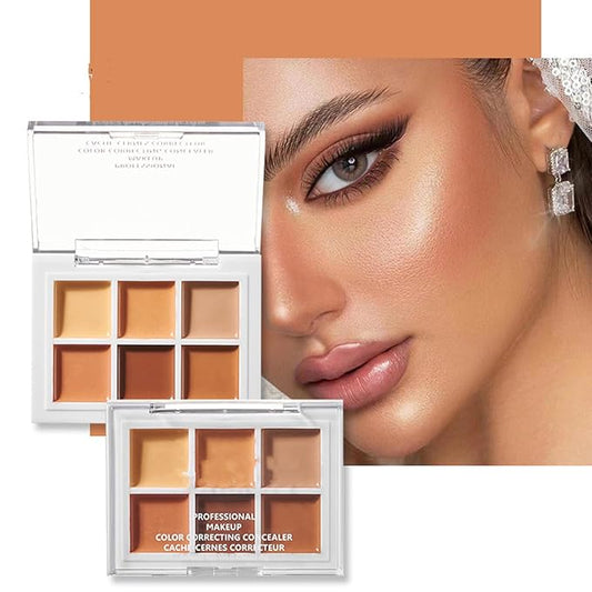 Color Correcting Concealer Palette 6 Colors Lightweight Smooth Correcting Contour Cream Makeup Palette (Color 03)