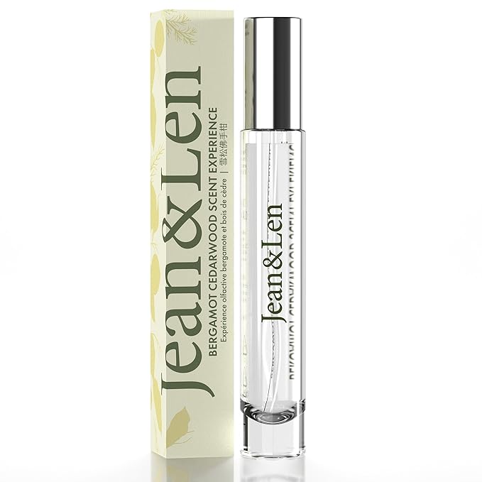 Jean & Len Scent Experience Cedarwood & Bergamot, eau de toilette with bergamot & cedarwood fragrance, practical mini perfume, ideal for on the go, minimalistic glass flacon, 0.34 Fl. Oz.