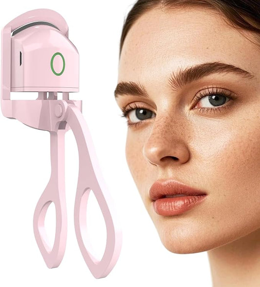 Heated Eyelash Curlers - Electric Eyelash Curler Quick Natural Curling for Long Lasting, USB Rechargeable Heated Eye Lash Curler for Women Makeup Tools (Light Pink)