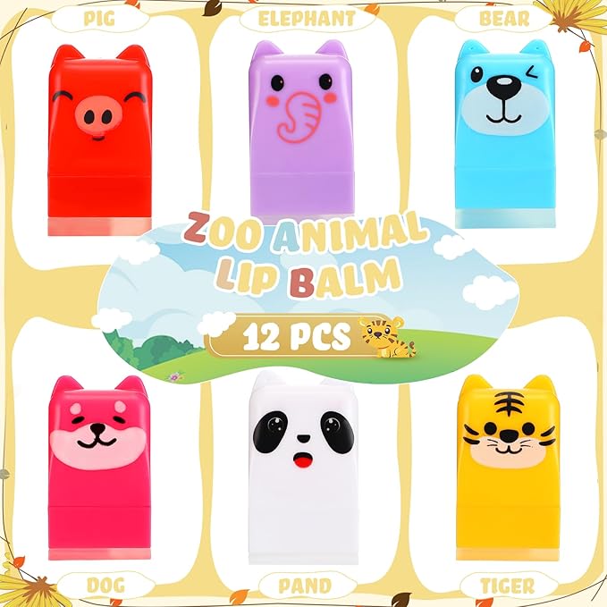 12 Pcs Farm Animals Birthday Lip