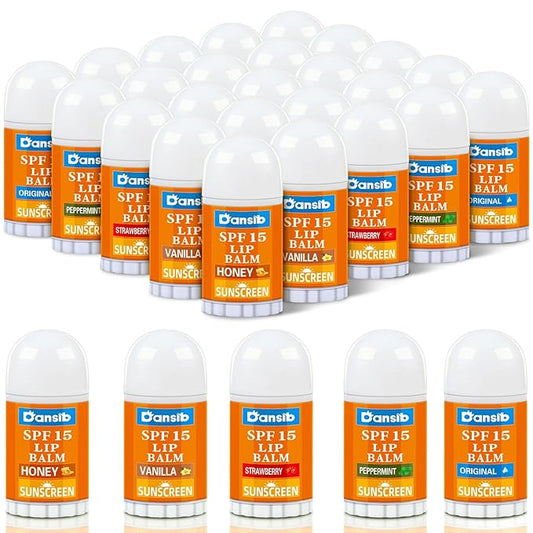 25 Pcs Mini Sunscreen Lip Balms Bulk SPF 15 Lip Balm Sticks Lip Balm Favors with Sunscreen Employee Staff Appreciation Gifts Bulk Team Coworkers Christmas Gifts for Outdoor Travel Beach