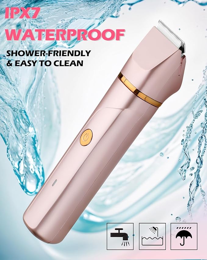 Bikini Trimmer for Women 2-in-1 – Rechargeable Electric Razors for Women, Painless Electric Shaver for Bikini, Underarm, Legs, Arms – IPX7 Waterproof, Compact Travel Design