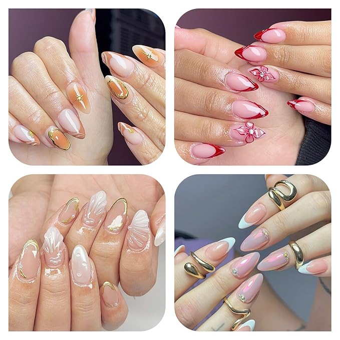 Almond Gel Nail Tips: 360pcs Pre-Shaped Medium Nail Tips Almond Shape Acrylic Fake Nails Half Matte Full Cover Press On Nails for Extension Home DIY Salon 12 Sizes