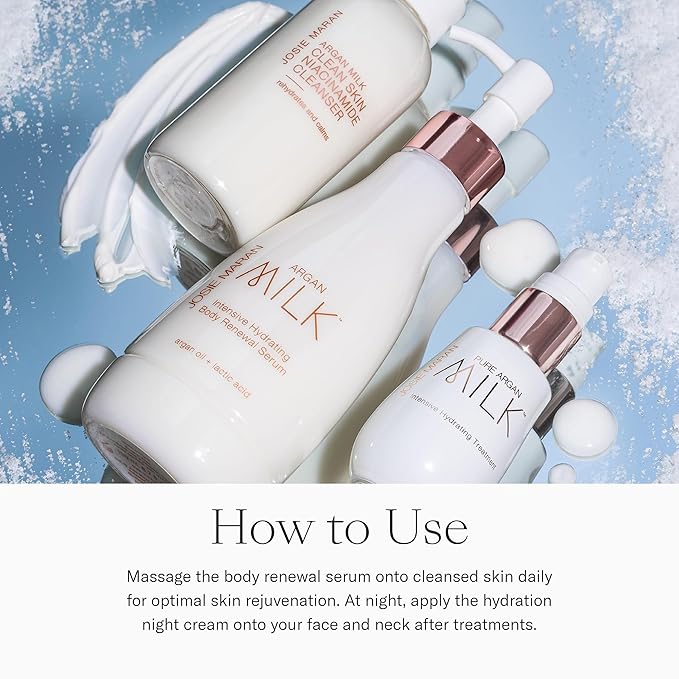 Josie Maran Argan Milk Body Care Gift Set - Intense Hydration Body Serum + Night Cream with a Lightweight Texture - Fast-Absorbing Skin & Body Care Set with Pure Argan Oil (2 Count)