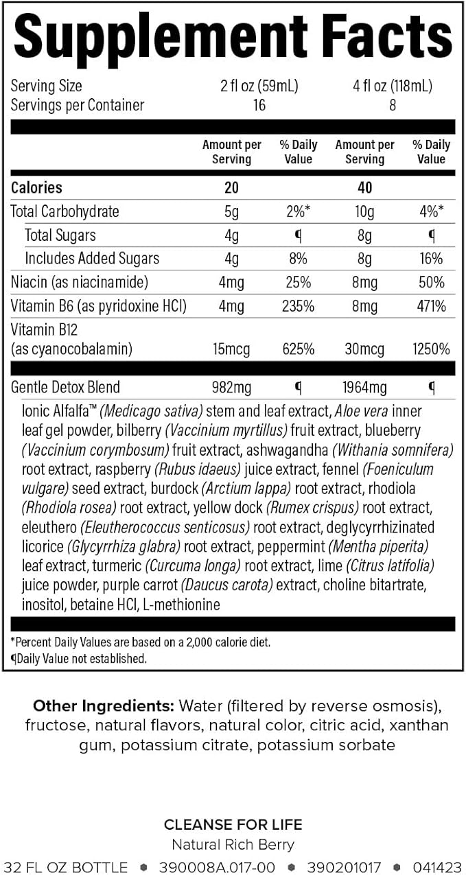 Isagenix Cleanse for Life - Detox Cleanse Drink with Vitamin B12, Niacin and Vitamin B6 for Overall Wellness - 32-Ounce Bottle (Natural Rich Berry Flavor), Packaging May Vary