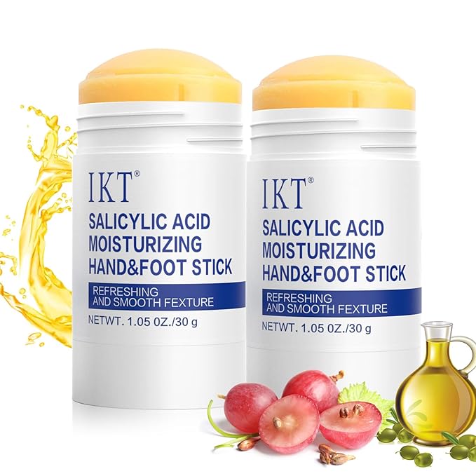 Foot Cream Stick for Dry Cracked Heels,Moisturizing Balm with Salicylic Acid & Olive Oil,Roll-On Repair Treatment for Rough Feet, Hands & Elbows,No Mess Foot Lotion Alternative,1.05 oz,2 pack