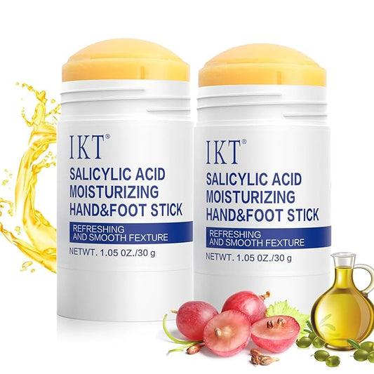 Foot Cream Stick for Dry Cracked Heels,Moisturizing Balm with Salicylic Acid & Olive Oil,Roll-On Repair Treatment for Rough Feet, Hands & Elbows,No Mess Foot Lotion Alternative,1.05 oz,2 pack