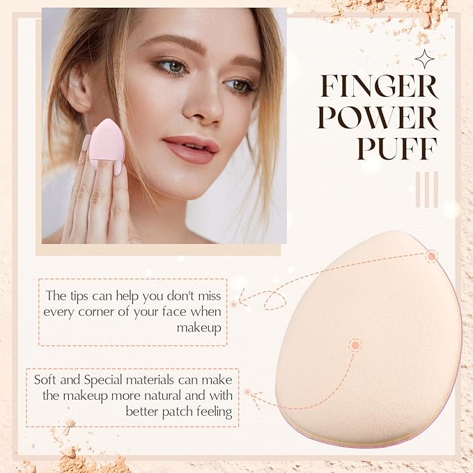 Gerrii 72 Pcs Finger Powder Puff Mini Makeup Sponge Soft Beauty Makeup Blender Puff for Foundation, Face Powder, Under Eye Setting, Concealer, Repair Cream, Cosmetic Tool(Pink)