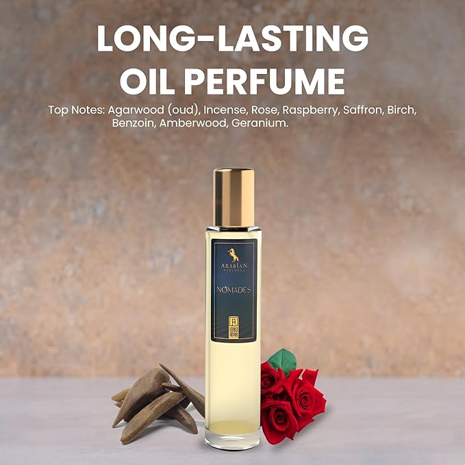 FR331 NOMADES Roll-on Perfume Oil for Women and Men, Luxurious and Concentrated Long Lasting Perfume Oil, Alcohol-Free Travel Size Body Scent for All-Day Freshness (15ml)