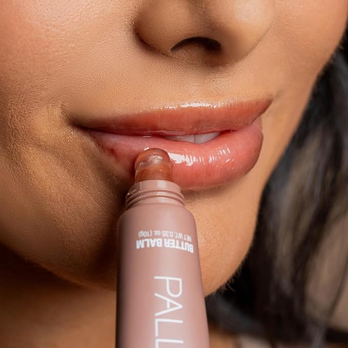 Palladio Butter Balm - Hydrating Lip Balm with Sheer Tint, Aloe, Peptides, Shea Butter, and Vegan Formulation for Instant Moisture, Shine, and Soothing Lip Care, Caramel Glazed