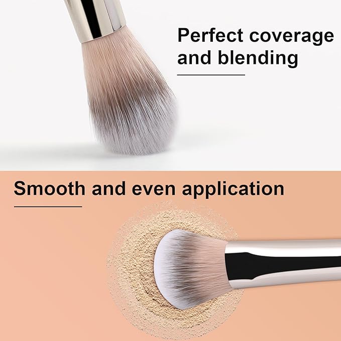 TEOYALL Highlighter Brush, Small Plush Fluflly Synthetic Bristles Tapered Under Eye Setting Brush for Bronzer Cheek with Loose Powder