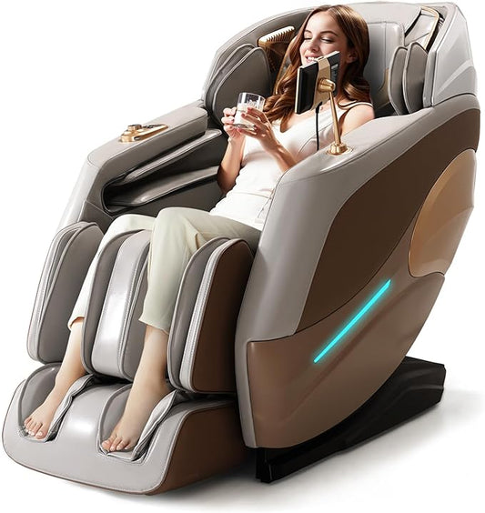4D Massage Chair Full Body, Zero Gravity SL-Track Shiatsu Massage Chair Recliner, 15 Modes, Airbag Massage, with Heat Body Scan Bluetooth Foot Roller, AI Control