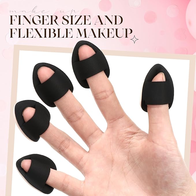 72 Pcs Finger Powder Puff Mini Makeup Sponge Soft Beauty Makeup Blender Puff for Foundation, Face Powder, Under Eye Setting, Concealer, Repair Cream, Cosmetic Tool (Black)