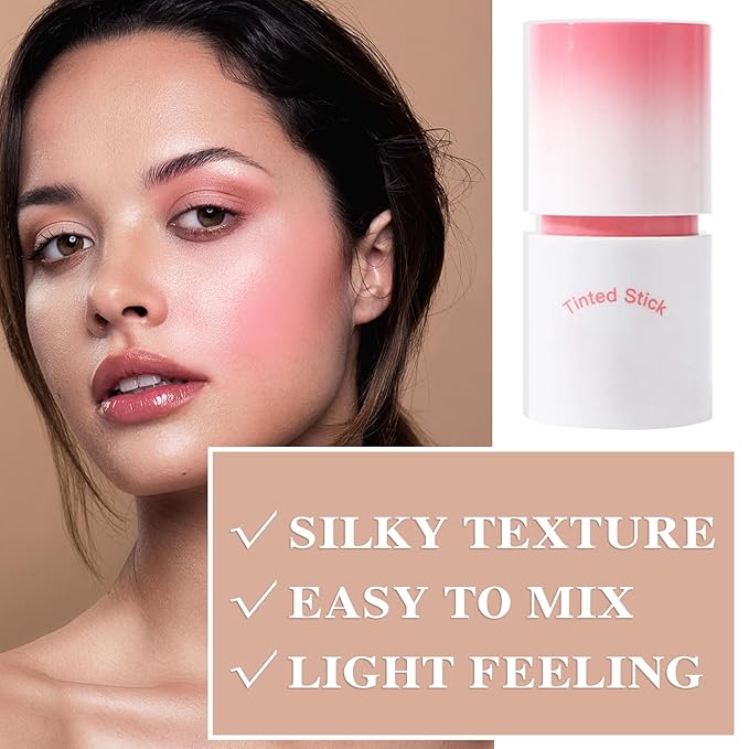 Cream Blush Stick with Brush and Makeup Sponge,Waterproof Multi Cream Makeup Stick,Lightweight,Long-lasting,2 in 1 Multi Blush for Cheeks & Lip Tint & Eyeshadow J