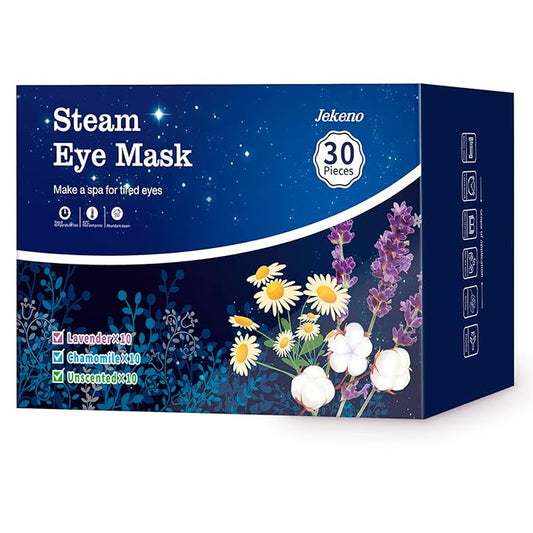 Jekeno Steam Eye Mask, 30 Packs Eye Masks for Dry Eyes, 40-60 Minutes Self Moist Warm Compress Heated Disposable Mask for Sleep, Spa Relaxing Trip Gifts, Travel Essentials for Women Men