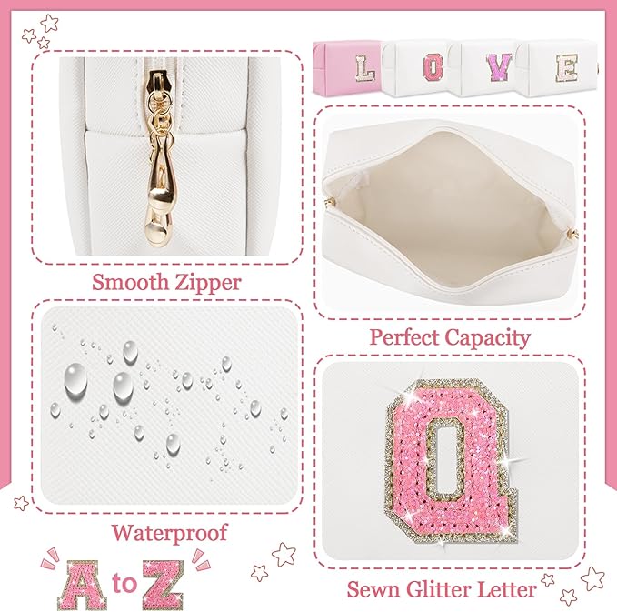 Personalized initial letter makeup bag,