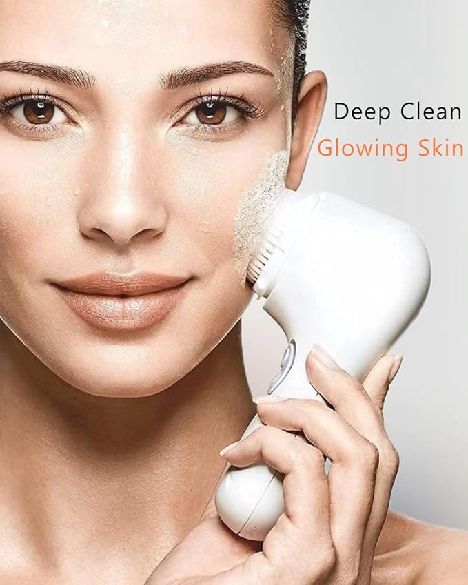 Microtree Electric Facial Cleansing Brush, Sonic Vibrating Rechargeable Face Scrubber Exfoliator, 2 Speeds for Gentle Clean, Face Brushes for Cleansing, Waterproof Face Wash Brush