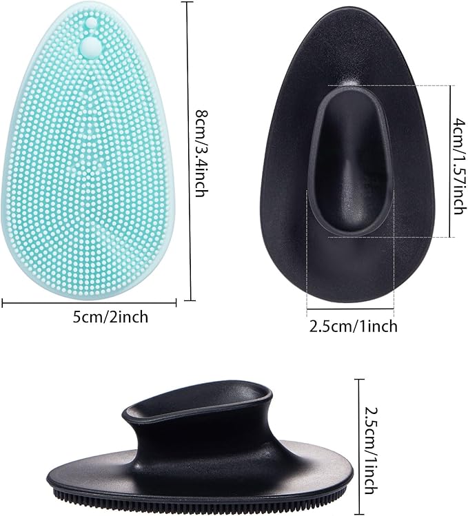 4 Pack Silicone Face Scrubber, Beomeen Facial Cleansing Brush Soft Silicone Facial Exfoliation and Massage Brush Blackhead Scrubber for Men and Women (Black+ Blue)