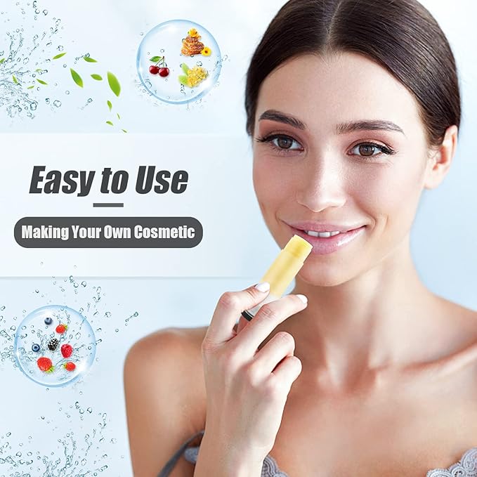 50Pcs 5g Lip Balm Tubes Plastic Lipstick Containers Empty Refillable Twist-up Lip Gloss Balm Filling Stick Clear Tube Holder with Black Cap for DIY Chapsticks Crayon Solid Perfume