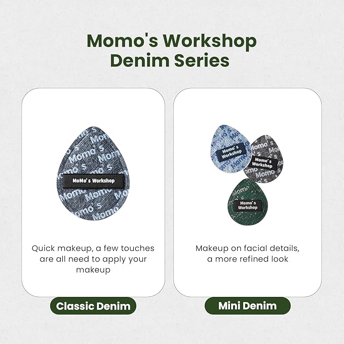 Mini Denim Makeup Sponge Set, Multi-Use Mini Makeup Blenders Sponge for Liquid/Cream/Concealer/Blush/Highlighter, Perfect for Detail Work & Travel,5PCS Mini Concealer Puffs with Storage Case